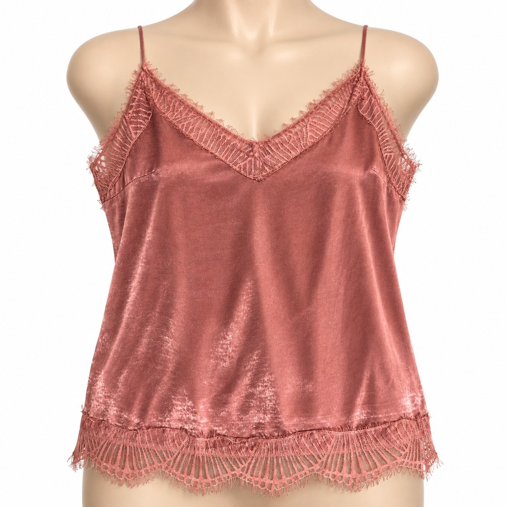 Y2K Camisole Lace Burnout Lulus Large Dusty Rose Whimsical Layer Festival